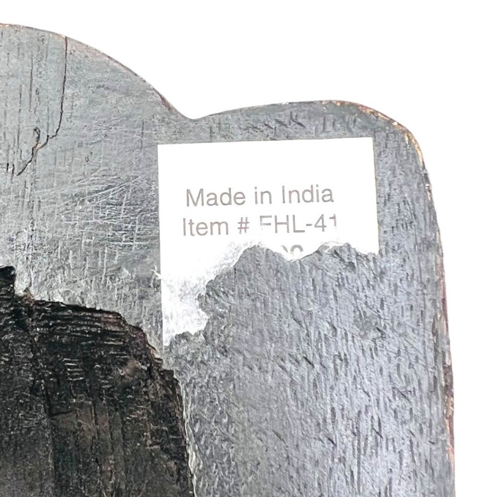 Large 14" x 5.75" Wood Elephant Wall Sconce Hand Carved in India - Picture 9 of 9